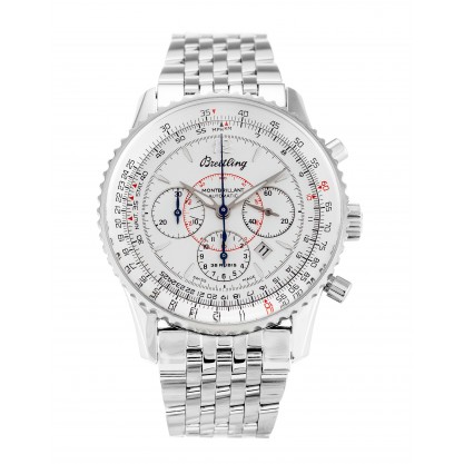 42 MM White Dials Breitling Montbrillant A41330 Men Replica Watches With Steel Cases 